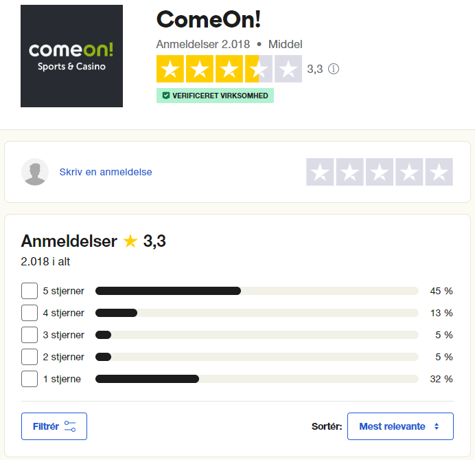 ComeOn Casino - Læs Vores Anmeldelse før du login