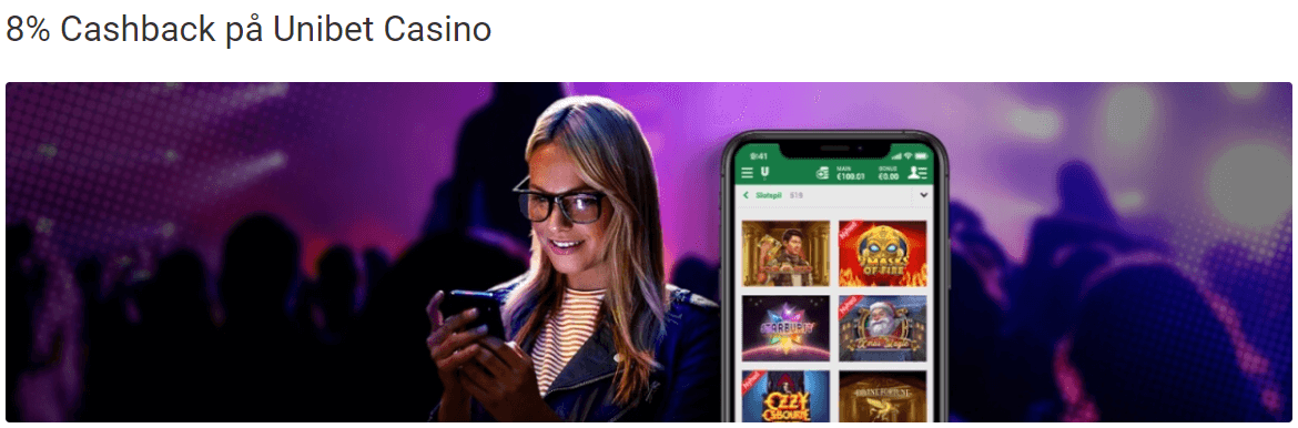 Cashback på Unibet Casino