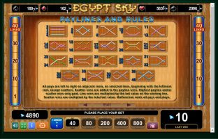 Egypt Sky spillemaskine detalje billede 5