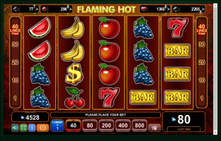 Flaming Hot Spillemaskine Skærm