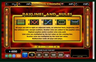 Shining Crown spillemaskine detalje billede 4
