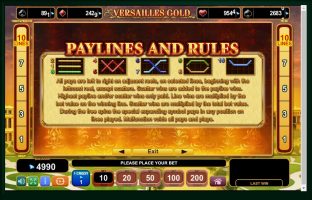 Versailles Gold spillemaskine detalje billede 5