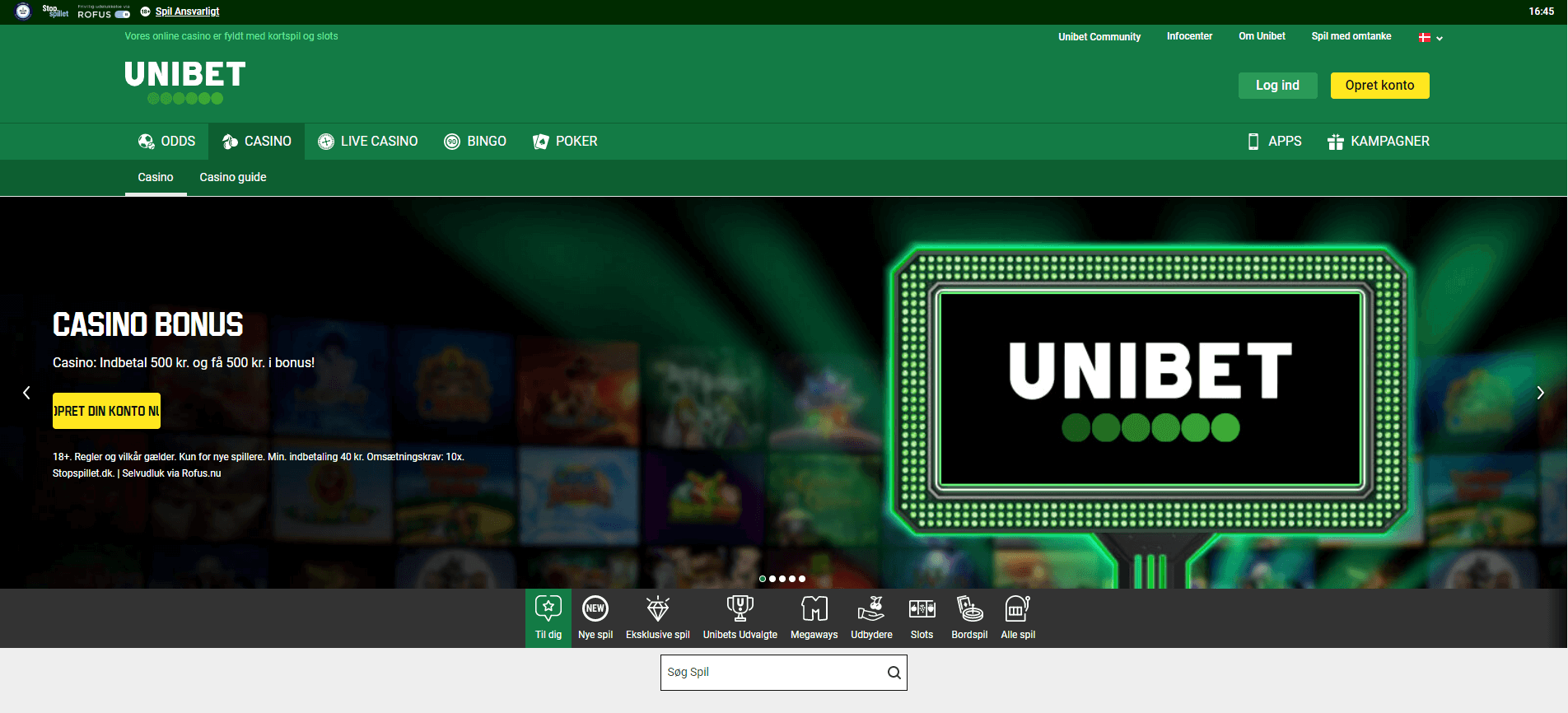 Unibet Casino DK » Få 500 kr - Login med NemID