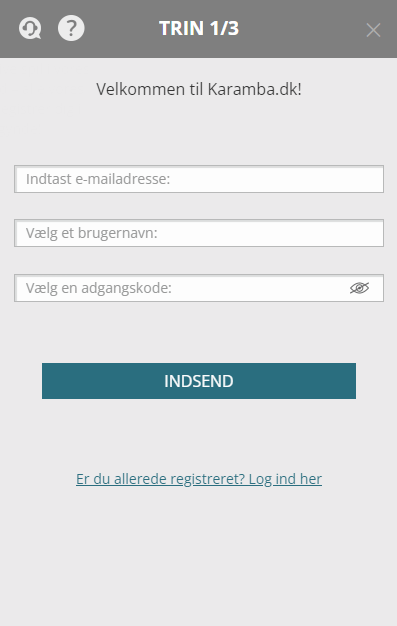 Registrering hos Karamba Casino