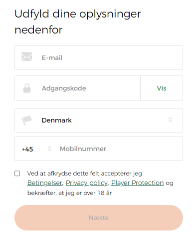 Registrering hos Mr Green Casino