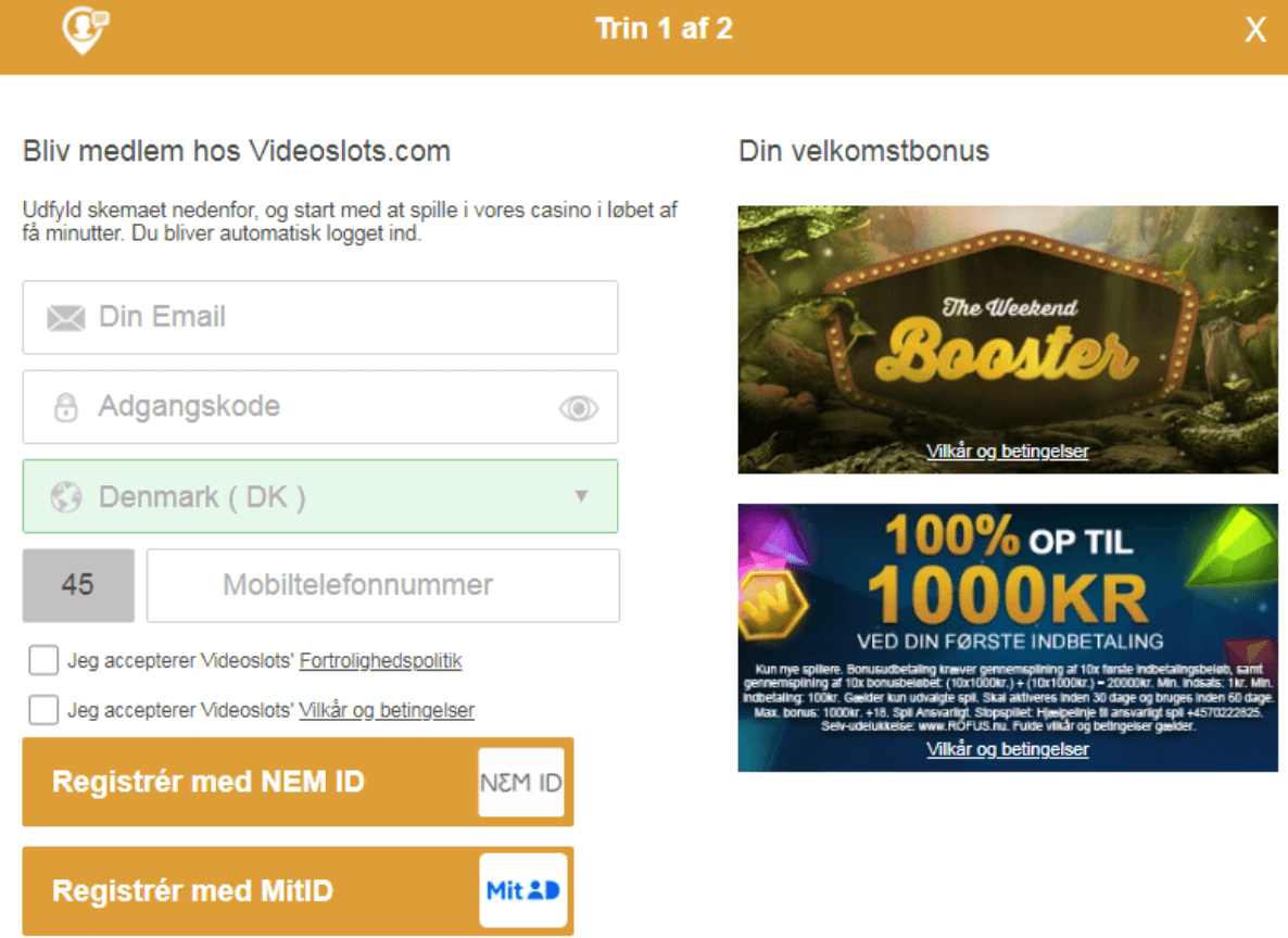 Hvordan får man en bonus hos Videoslots Casino