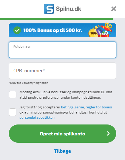 Hvordan får man en bonus i Spilnu.dk Trin 3