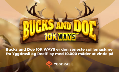 Bucks and Doe 10K WAYS er den seneste spillemaskine fra Yggdrasil og ReelPlay med 10.000 måder at vinde på