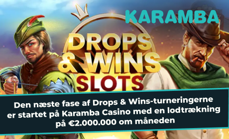 Den næste fase af Drops & Wins-turneringerne er startet på Karamba Casino med en lodtrækning på €2.000.000 om måneden