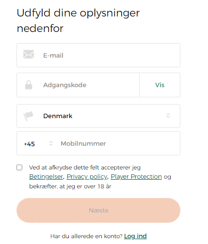 Hvordan får man en bonus hos Mr Green Casino trin 1
