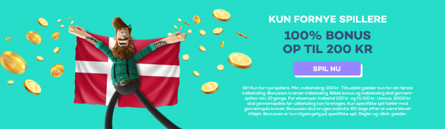 Nye kunder hos Jackie Jackpot Casino modtager en 100% velkomstbonus op til 200 kr