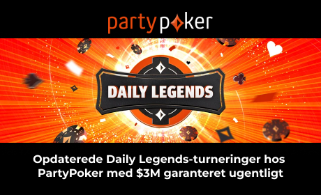 Opdaterede Daily Legends-turneringer hos PartyPoker med $3M garanteret ugentligt